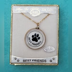 Glass Baron Pawprint Best Friends  Necklace